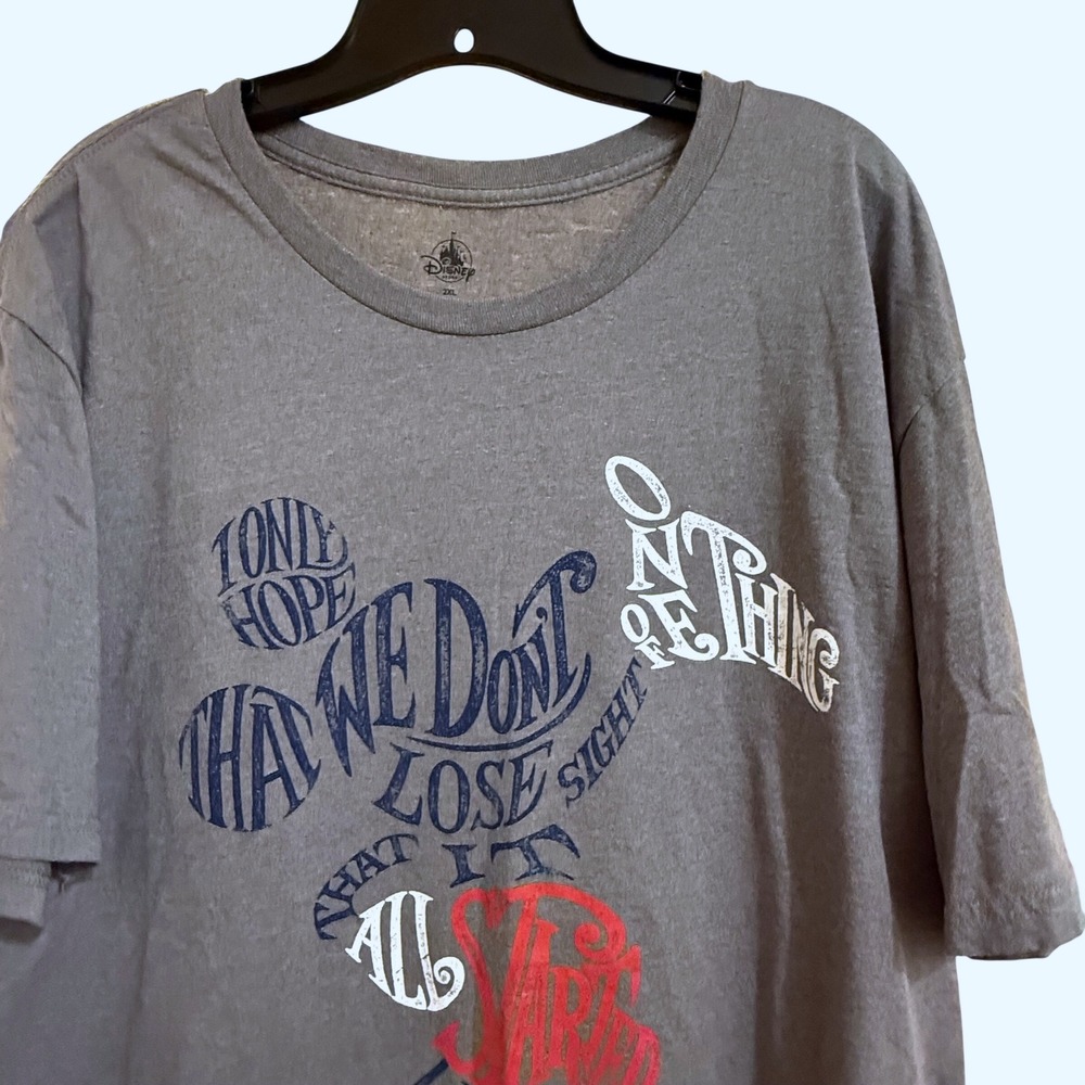 Disney Store Mickey Mouse Quote Men's 2XL Graphic Tee Shirt Gray Short Sleeve - Picture 9 of 9